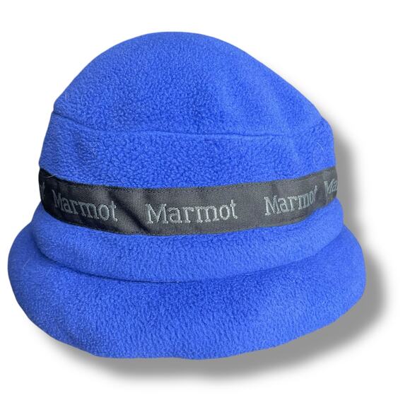 Vintage Marmot Townie Fleece Cap Hat Beanie Ear Flaps Style 1952 USA OS Blue - Picture 2 of 14